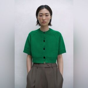 Cordera - cotton button top sweater - pasta green - OS